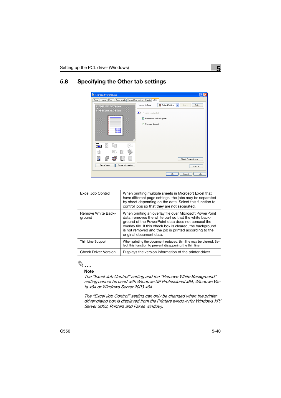 8 specifying the other tab settings, Specifying the other tab settings -40 | Konica Minolta bizhub C550 User Manual | Page 184 / 427