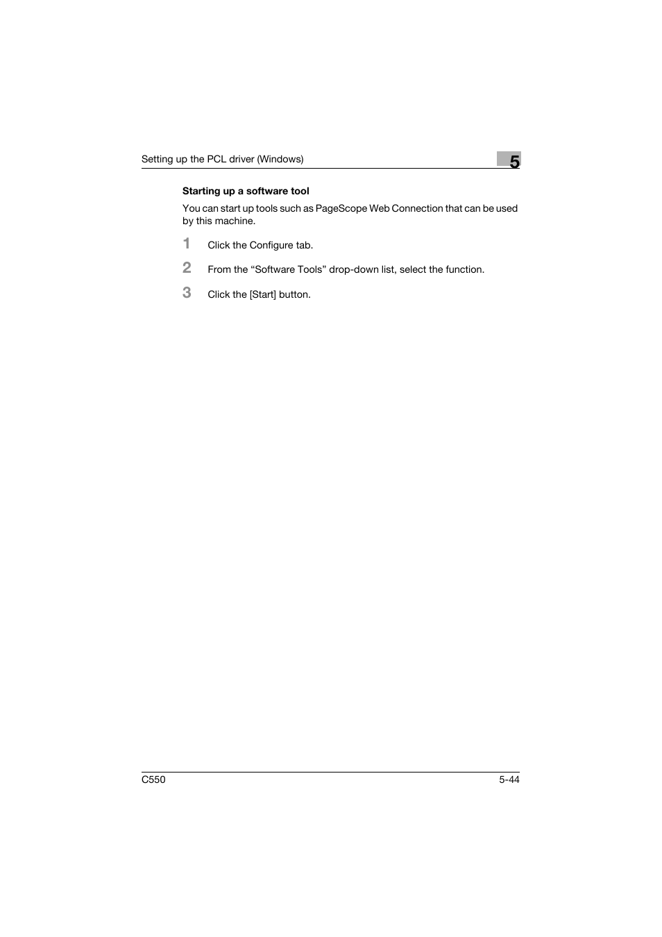 Starting up a software tool, Starting up a software tool -44 | Konica Minolta bizhub C550 User Manual | Page 188 / 427