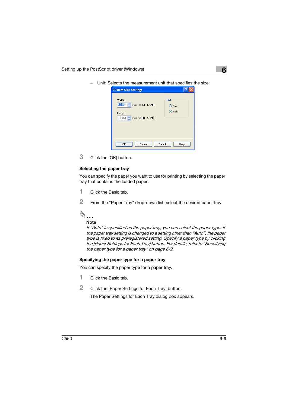 Selecting the paper tray, Specifying the paper type for a paper tray | Konica Minolta bizhub C550 User Manual | Page 204 / 427