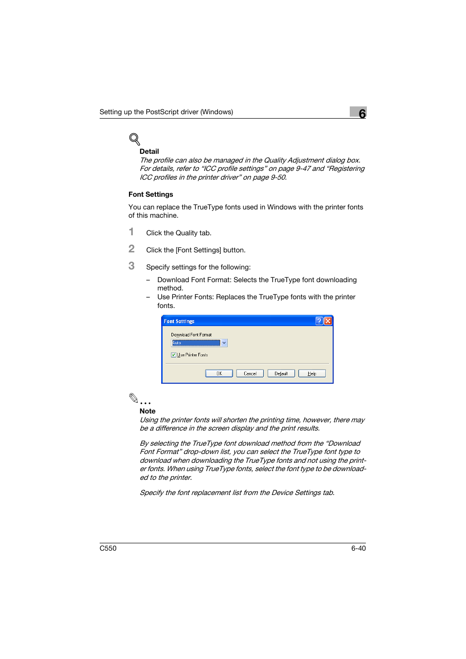 Font settings, Font settings -40 | Konica Minolta bizhub C550 User Manual | Page 235 / 427