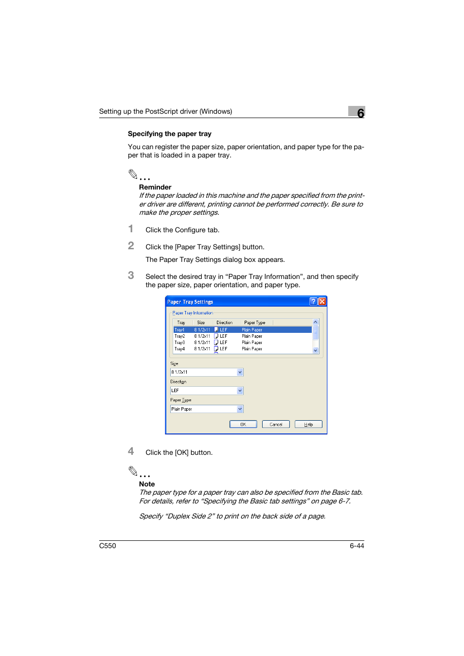 Specifying the paper tray, Specifying the paper tray -44 | Konica Minolta bizhub C550 User Manual | Page 239 / 427