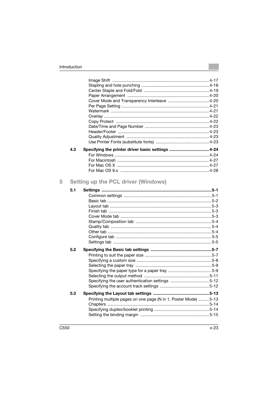 5setting up the pcl driver (windows) | Konica Minolta bizhub C550 User Manual | Page 24 / 427