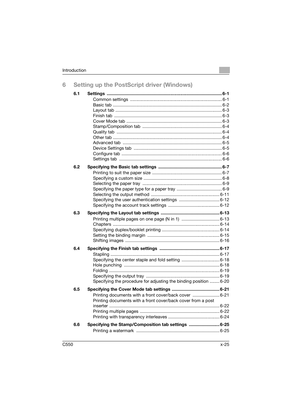 6setting up the postscript driver (windows) | Konica Minolta bizhub C550 User Manual | Page 26 / 427