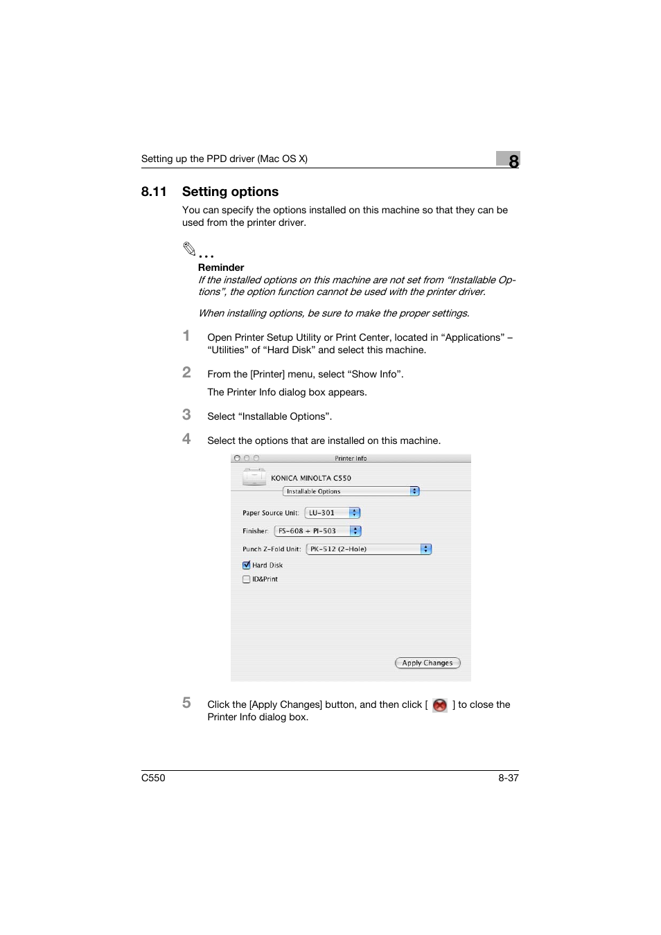 11 setting options, Setting options -37 | Konica Minolta bizhub C550 User Manual | Page 297 / 427