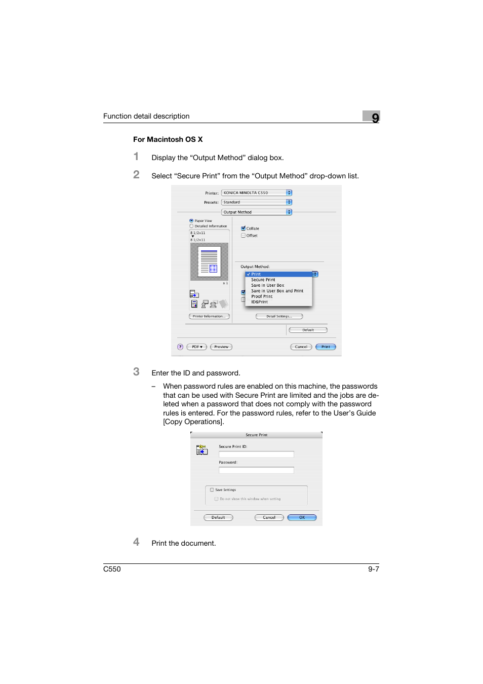 For macintosh os x, For macintosh os x -7 | Konica Minolta bizhub C550 User Manual | Page 306 / 427