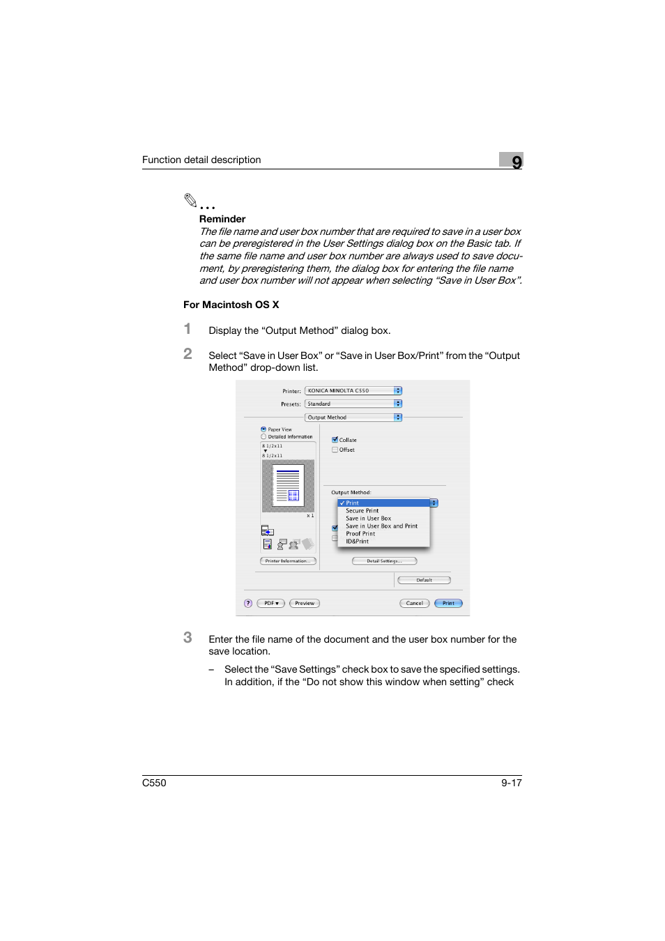 For macintosh os x, For macintosh os x -17 | Konica Minolta bizhub C550 User Manual | Page 316 / 427