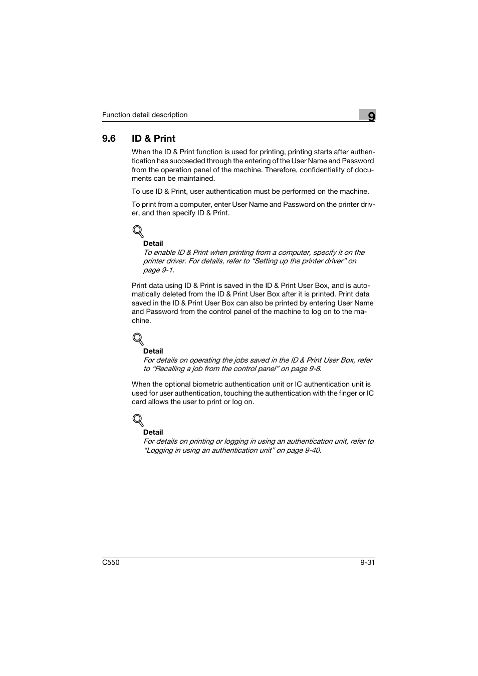 6 id & print, Id & print -31 | Konica Minolta bizhub C550 User Manual | Page 330 / 427