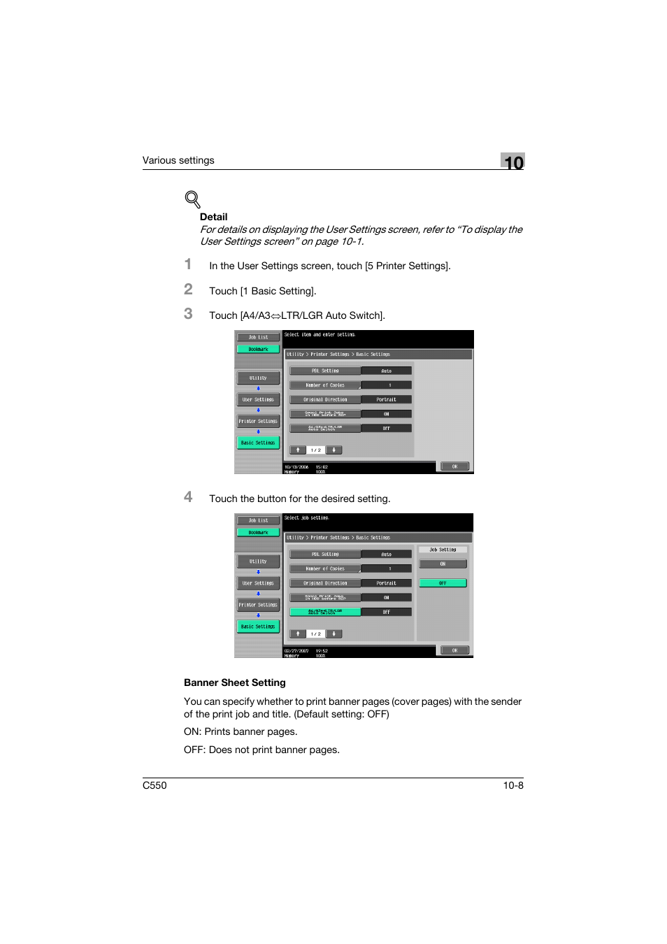 Banner sheet setting, Banner sheet setting -8 | Konica Minolta bizhub C550 User Manual | Page 361 / 427