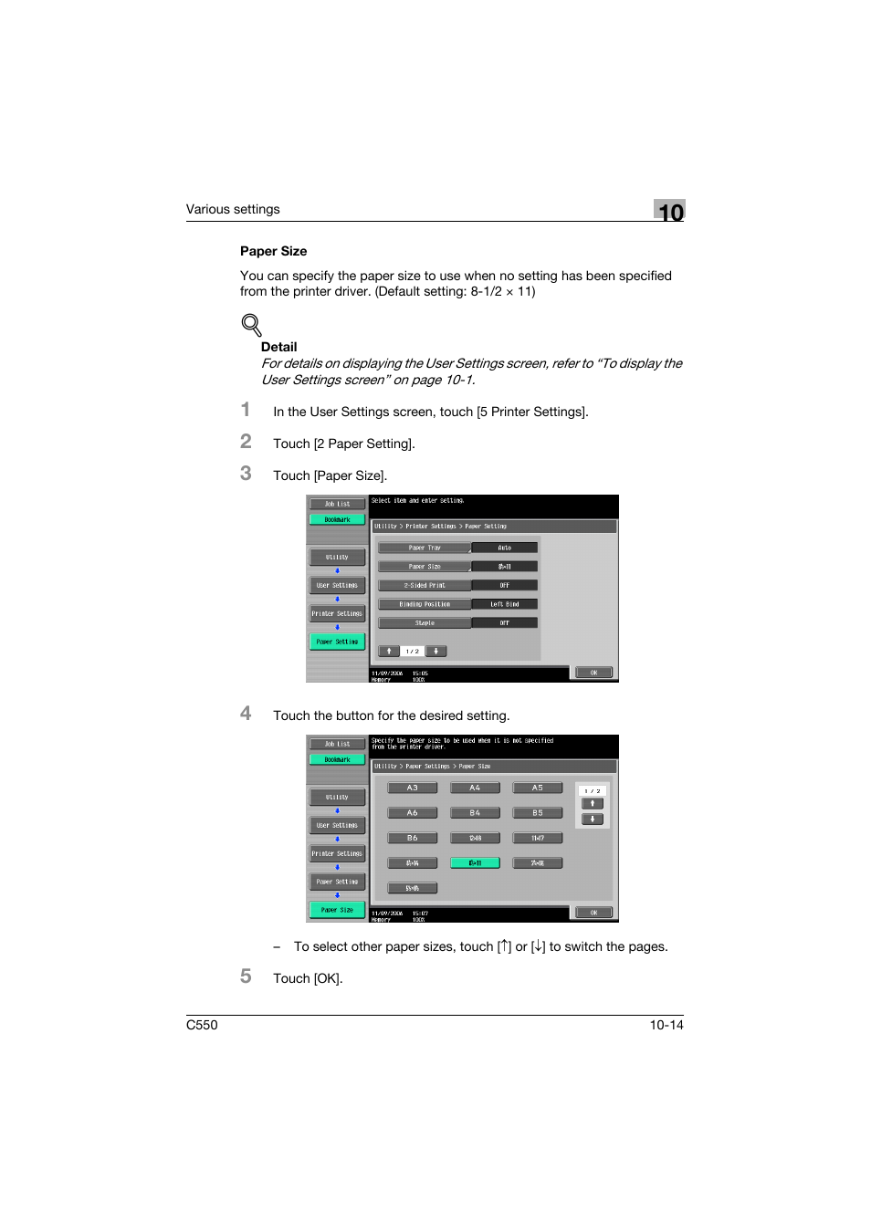 Paper size, Paper size -14 | Konica Minolta bizhub C550 User Manual | Page 367 / 427