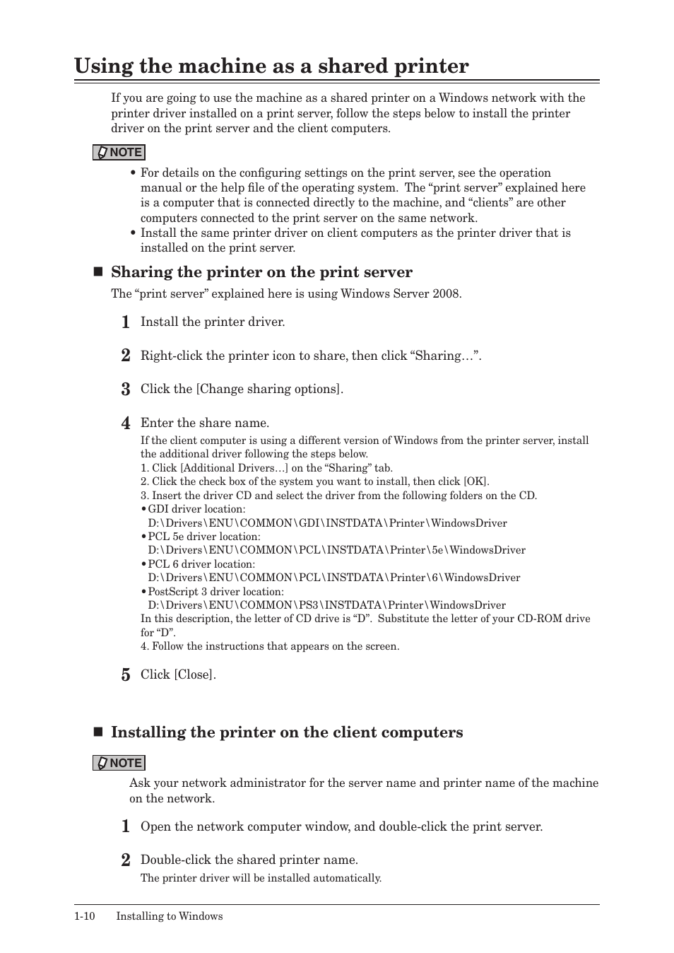 Using the machine as a shared printer, Using the machine as a shared printer -10 | Konica Minolta bizhub 25e User Manual | Page 17 / 120