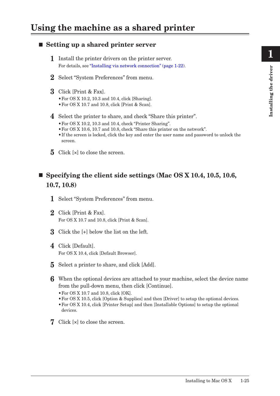 Using the machine as a shared printer, Using the machine as a shared printer -25 | Konica Minolta bizhub 25e User Manual | Page 32 / 120