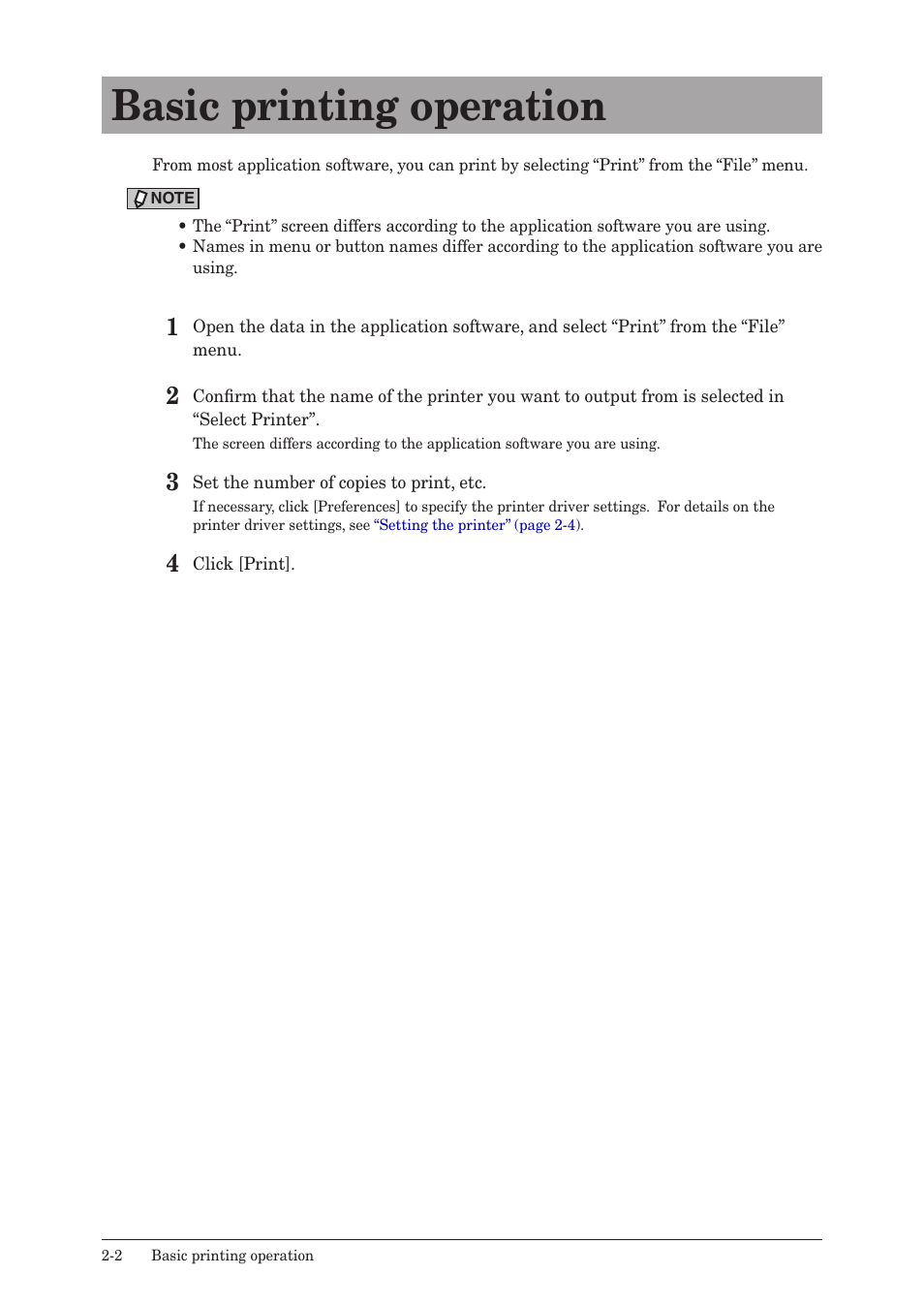 Basic printing operation, Basic printing operation -2 | Konica Minolta bizhub 25e User Manual | Page 35 / 120