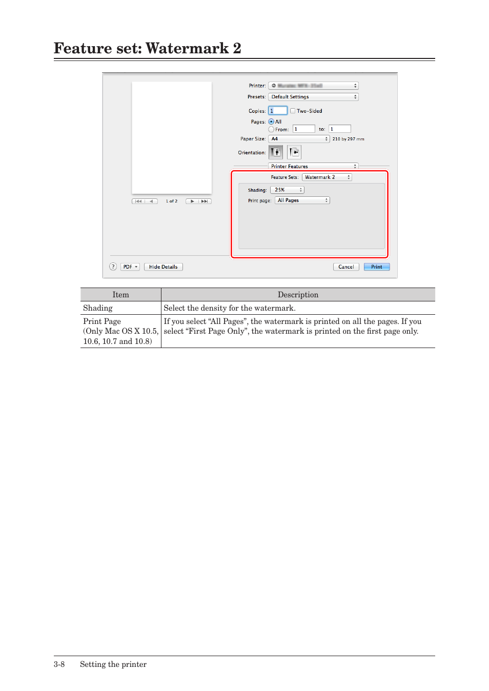 Feature set: watermark 2, Feature set: watermark 2 -8 | Konica Minolta bizhub 25e User Manual | Page 75 / 120