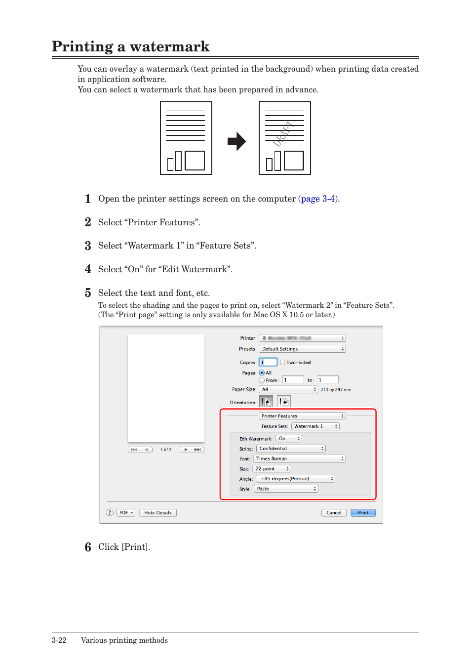 Printing a watermark, Printing a watermark -22 | Konica Minolta bizhub 25e User Manual | Page 89 / 120