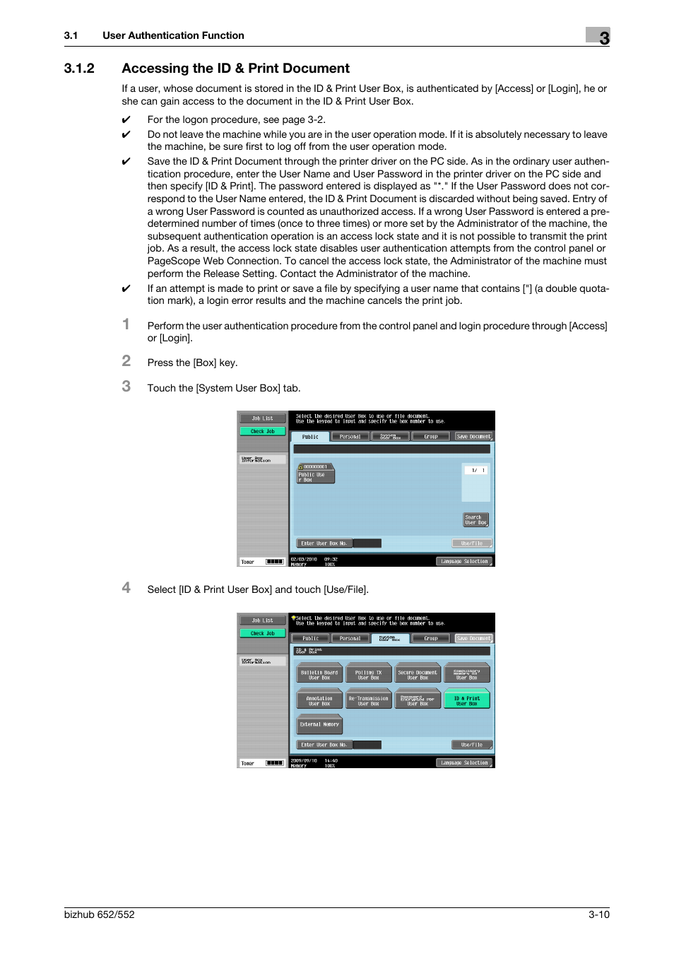 2 accessing the id & print document, Accessing the id & print document -10 | Konica Minolta bizhub Secure User Manual | Page 120 / 185