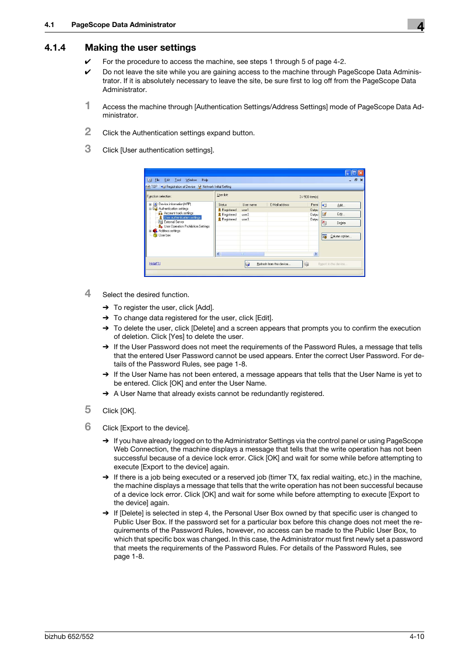 4 making the user settings, Making the user settings -10 | Konica Minolta bizhub Secure User Manual | Page 157 / 185