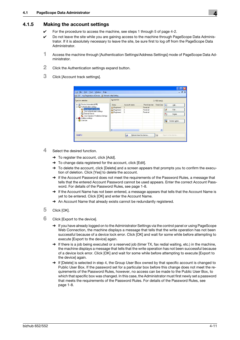 5 making the account settings, Making the account settings -11 | Konica Minolta bizhub Secure User Manual | Page 158 / 185