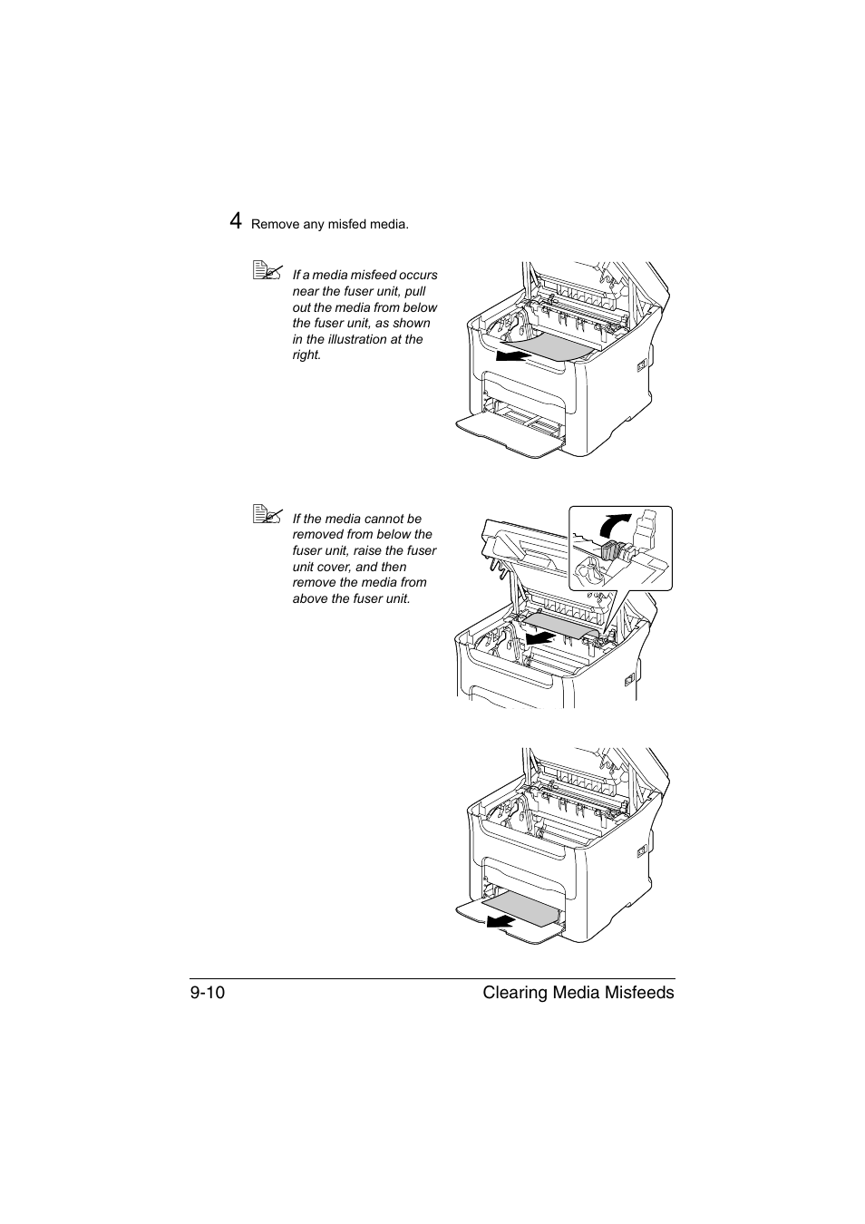 Clearing media misfeeds 9-10 | Konica Minolta magicolor 1680MF User Manual | Page 137 / 169