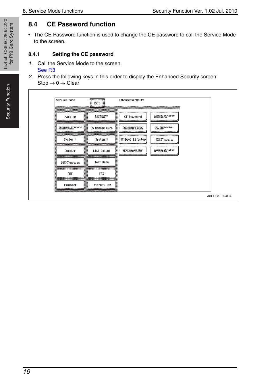 4 ce password function, 1 setting the ce password, Ce password function | Setting the ce password | Konica Minolta BIZHUB C360 User Manual | Page 20 / 41