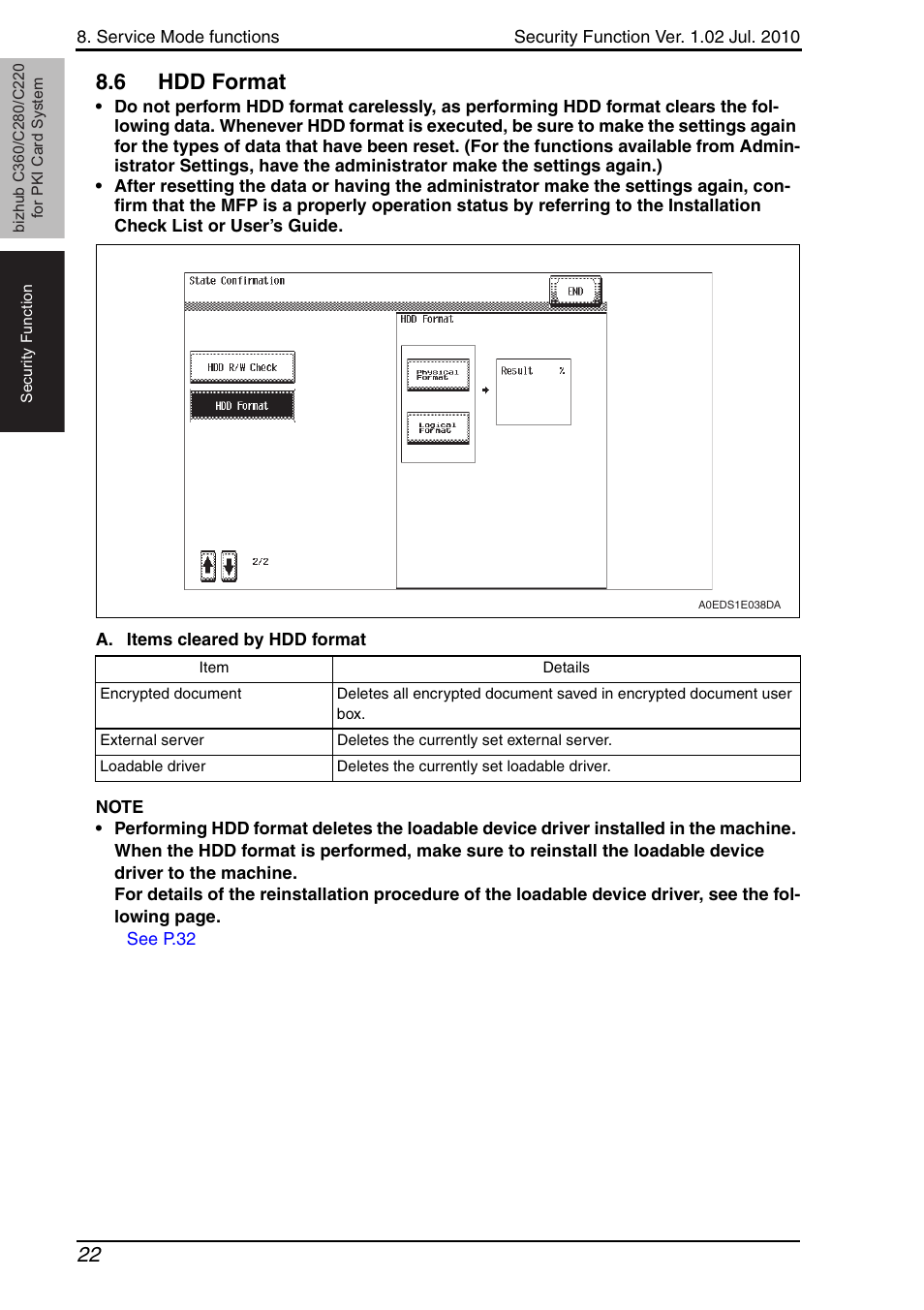 6 hdd format, Hdd format | Konica Minolta BIZHUB C360 User Manual | Page 26 / 41
