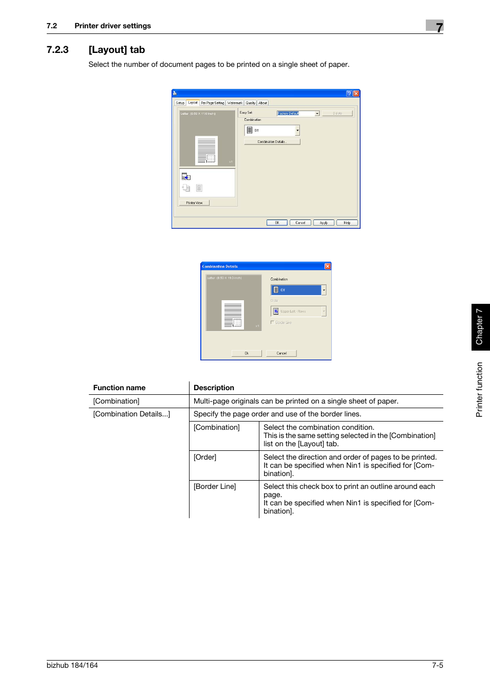 3 [layout] tab, Layout] tab -5 | Konica Minolta bizhub 184 User Manual | Page 70 / 124