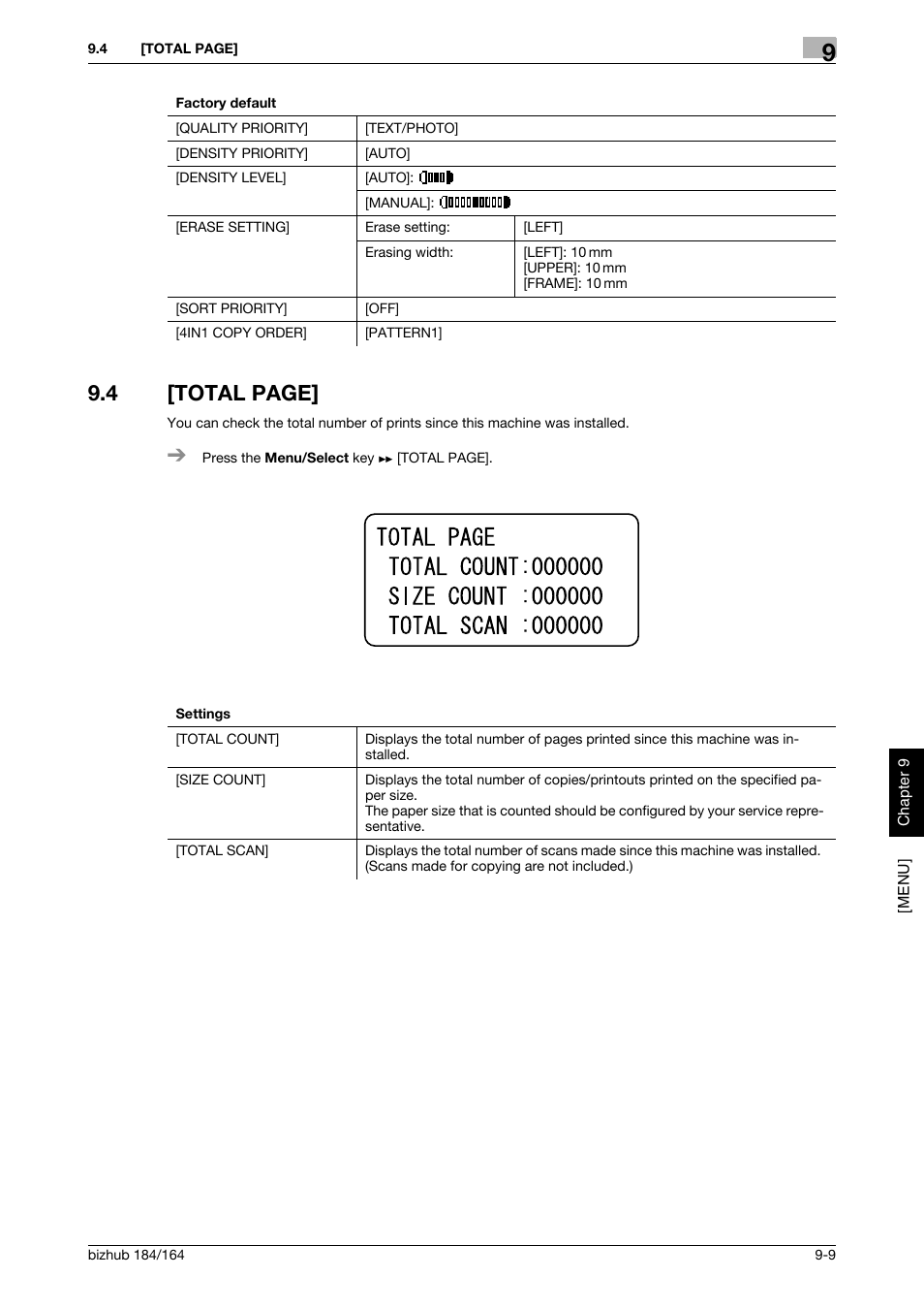 P. 9-9, 4 [total page | Konica Minolta bizhub 184 User Manual | Page 88 / 124