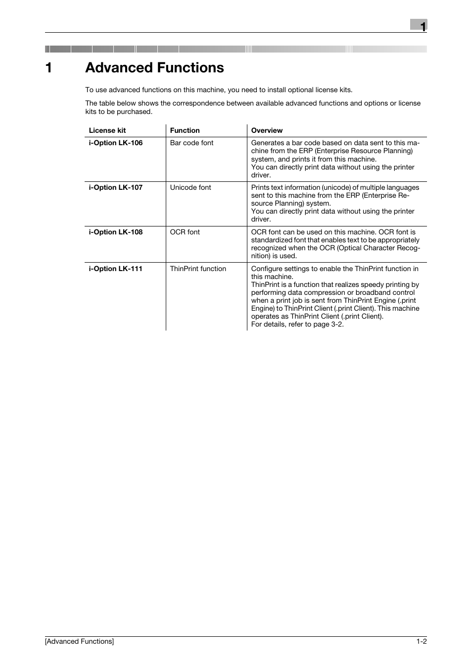 1 advanced functions, Advanced functions, 1advanced functions | Konica Minolta bizhub C3350 User Manual | Page 4 / 15