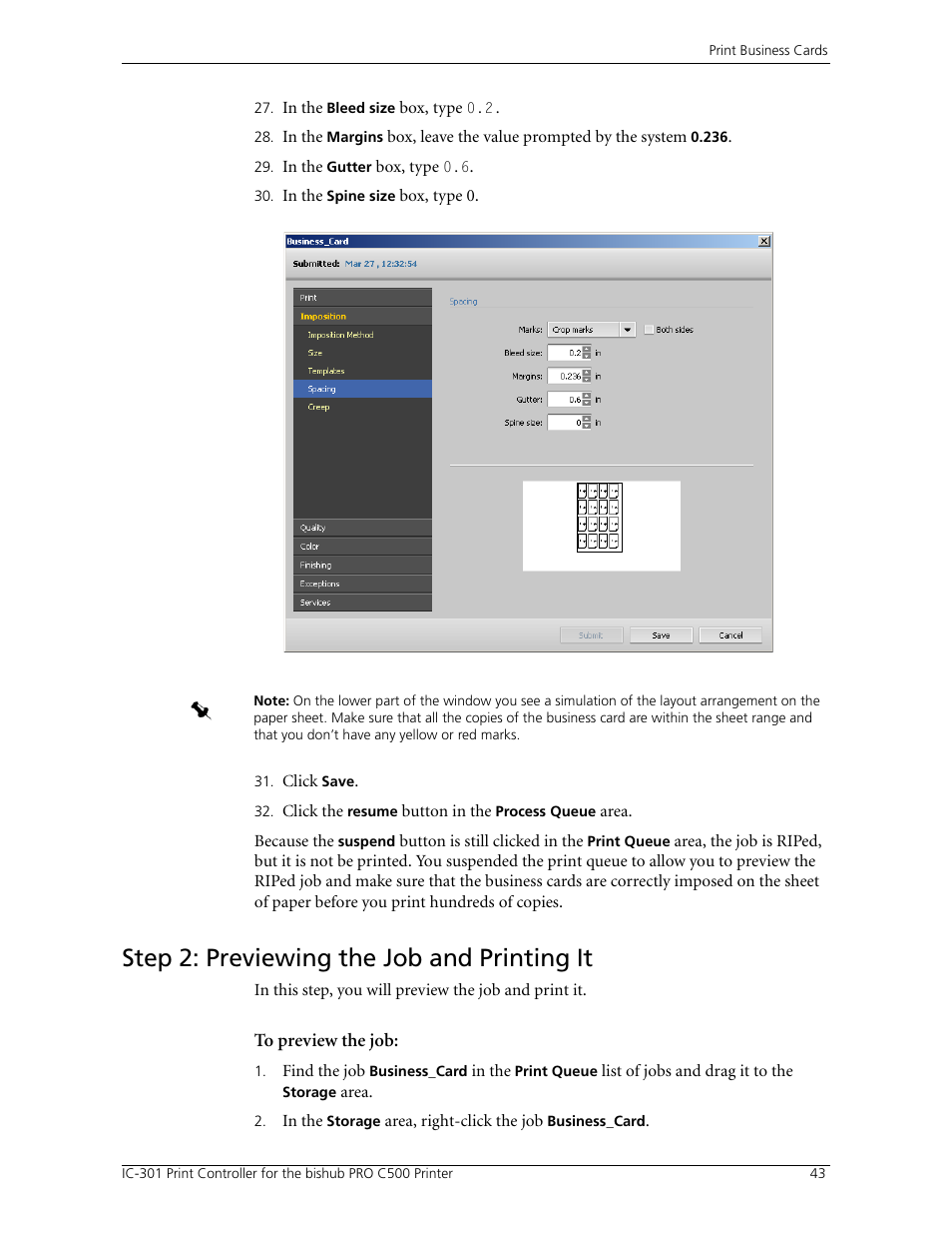 Step 2: previewing the job and printing it | Konica Minolta bizhub PRO C500 User Manual | Page 49 / 62
