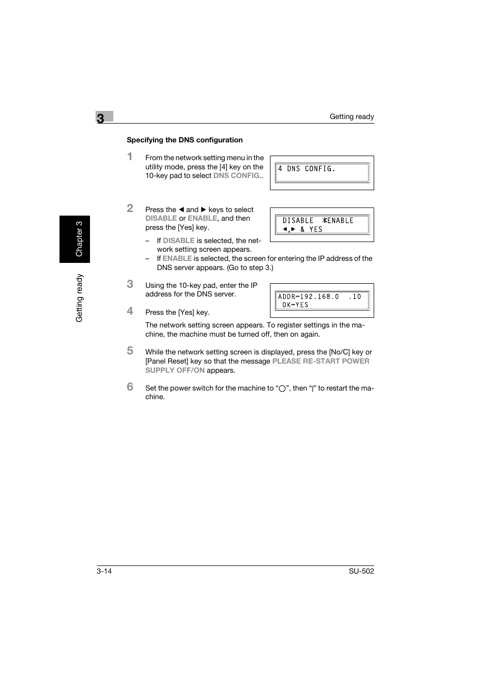 Specifying the dns configuration, Specifying the dns configuration -14 | Konica Minolta bizhub 160 User Manual | Page 45 / 156