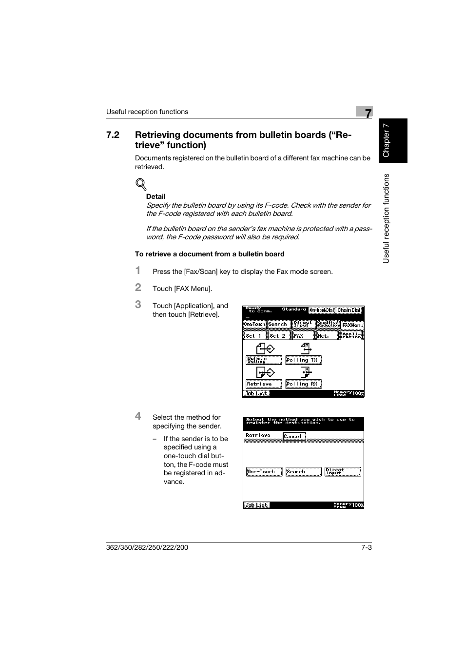 To retrieve a document from a bulletin board, To retrieve a document from a bulletin board -3 | Konica Minolta bizhub 222 User Manual | Page 136 / 366