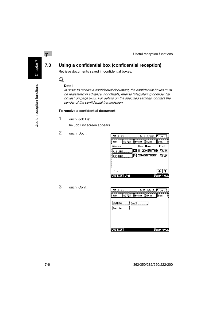 To receive a confidential document, To receive a confidential document -6 | Konica Minolta bizhub 222 User Manual | Page 139 / 366