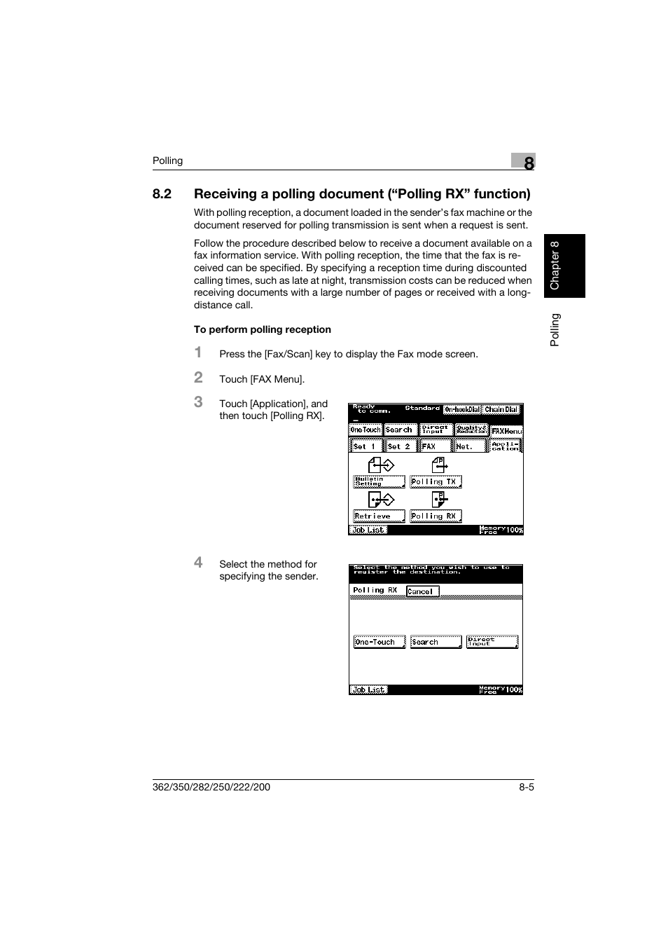 To perform polling reception, To perform polling reception -5 | Konica Minolta bizhub 222 User Manual | Page 146 / 366