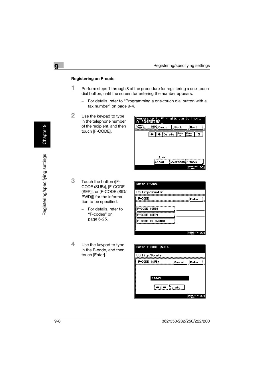 Registering an f-code, Registering an f-code -8 | Konica Minolta bizhub 222 User Manual | Page 155 / 366