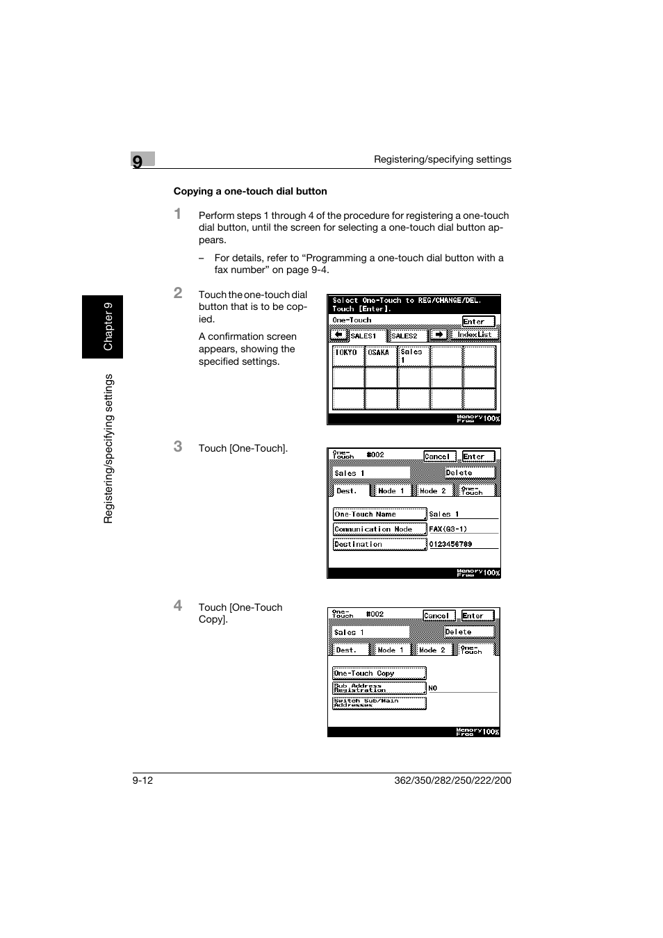 Copying a one-touch dial button, Copying a one-touch dial button -12 | Konica Minolta bizhub 222 User Manual | Page 159 / 366