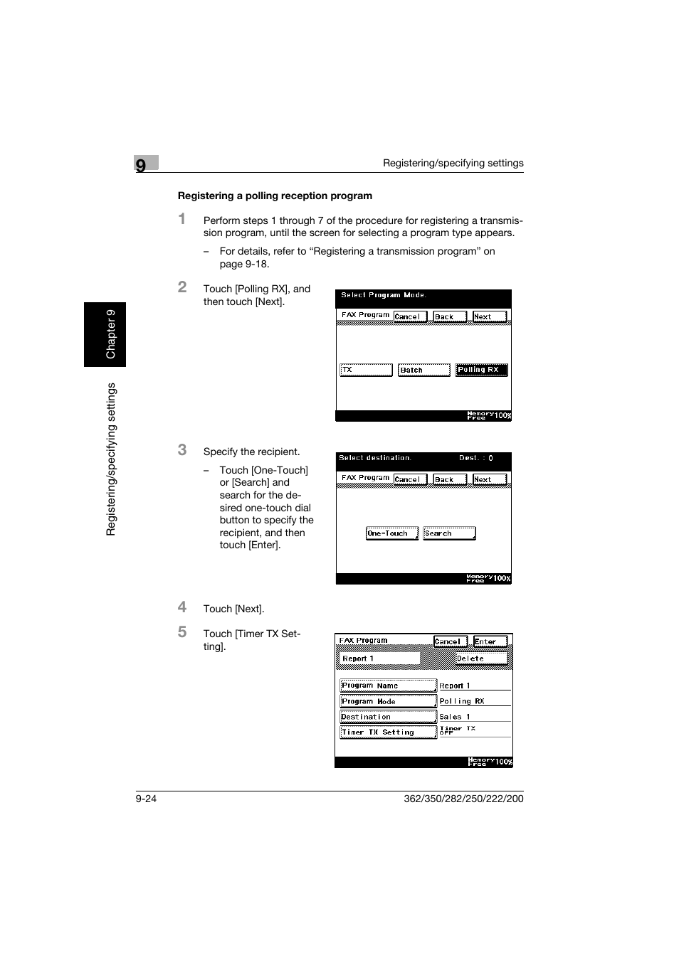 Registering a polling reception program, Registering a polling reception program -24 | Konica Minolta bizhub 222 User Manual | Page 171 / 366