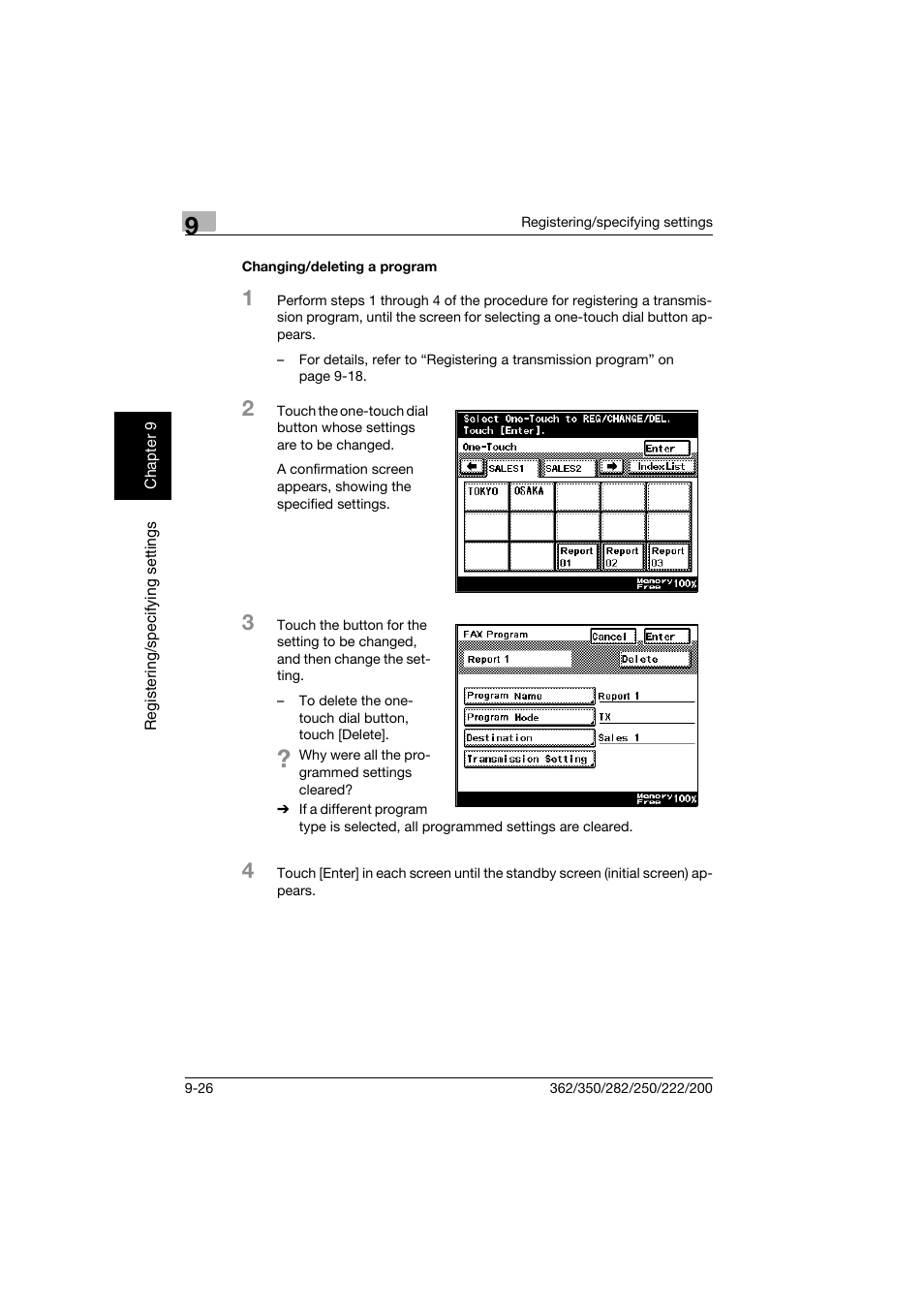 Changing/deleting a program, Changing/deleting a program -26 | Konica Minolta bizhub 222 User Manual | Page 173 / 366