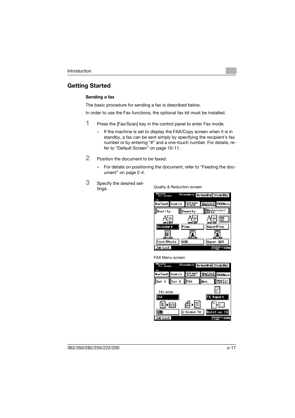 Getting started, Sending a fax | Konica Minolta bizhub 222 User Manual | Page 18 / 366