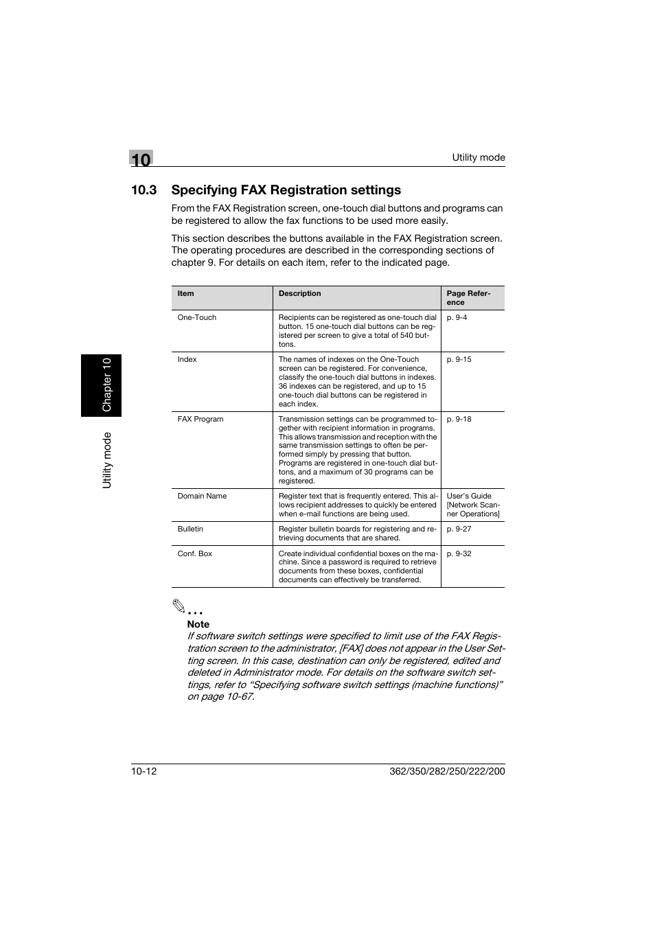 3 specifying fax registration settings, Specifying fax registration settings -12 | Konica Minolta bizhub 222 User Manual | Page 195 / 366