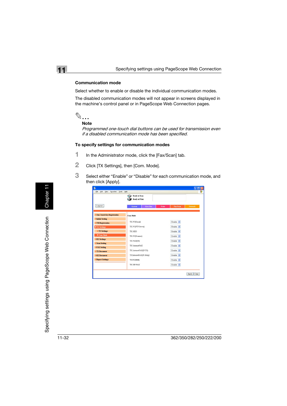 Communication mode, To specify settings for communication modes | Konica Minolta bizhub 222 User Manual | Page 315 / 366