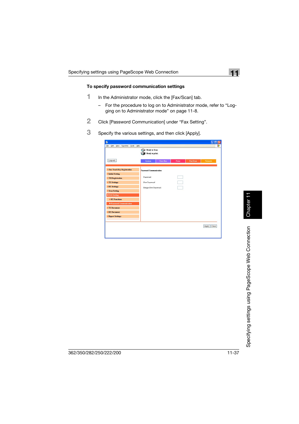 To specify password communication settings, To specify password communication settings -37 | Konica Minolta bizhub 222 User Manual | Page 320 / 366