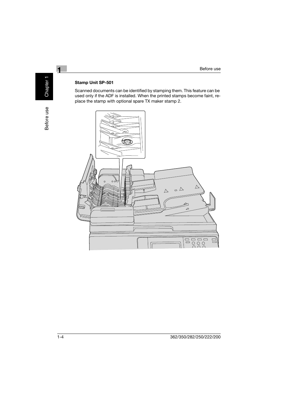 Stamp unit sp-501, Stamp unit sp-501 -4 | Konica Minolta bizhub 222 User Manual | Page 33 / 366