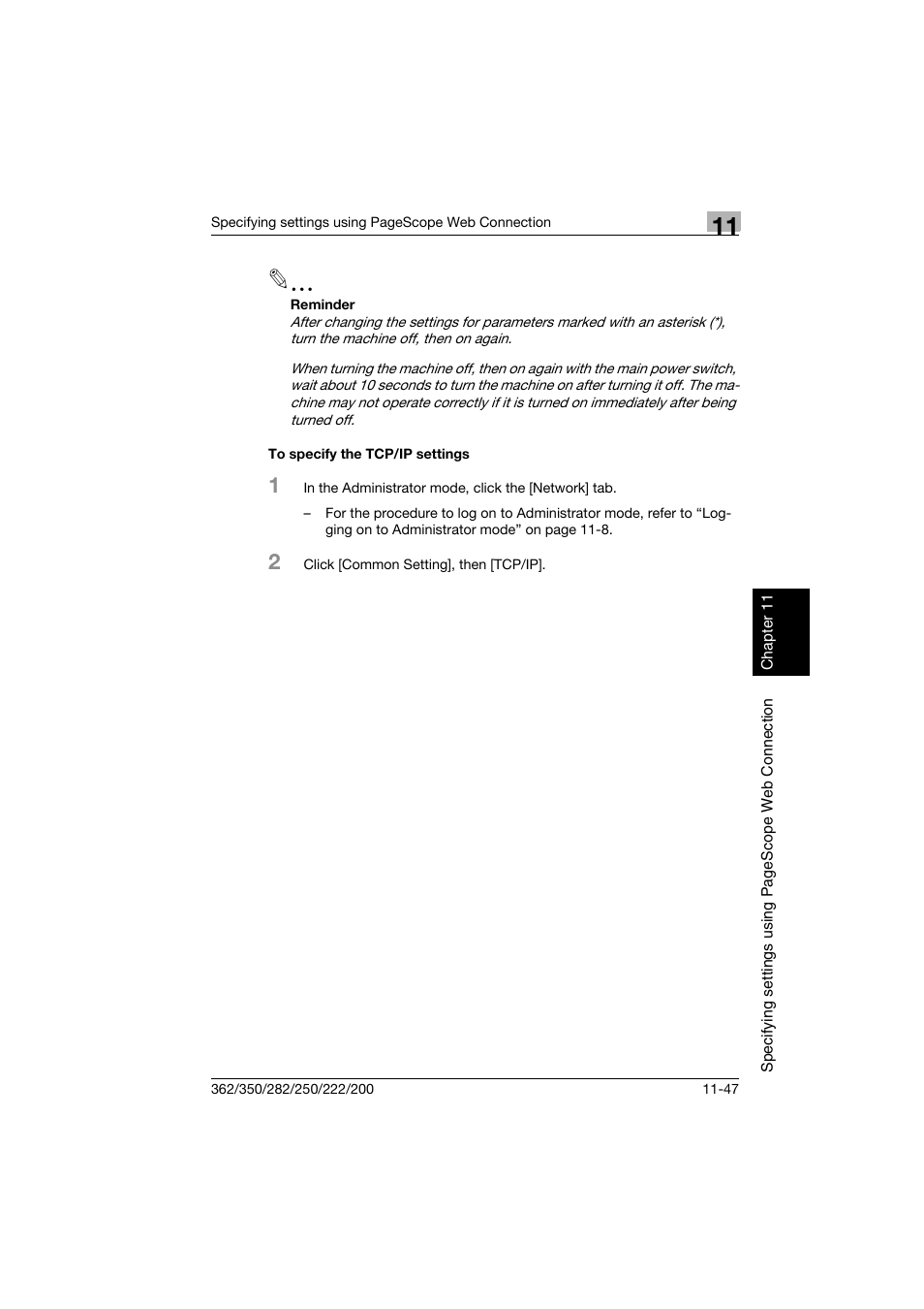 To specify the tcp/ip settings, To specify the tcp/ip settings -47 | Konica Minolta bizhub 222 User Manual | Page 330 / 366