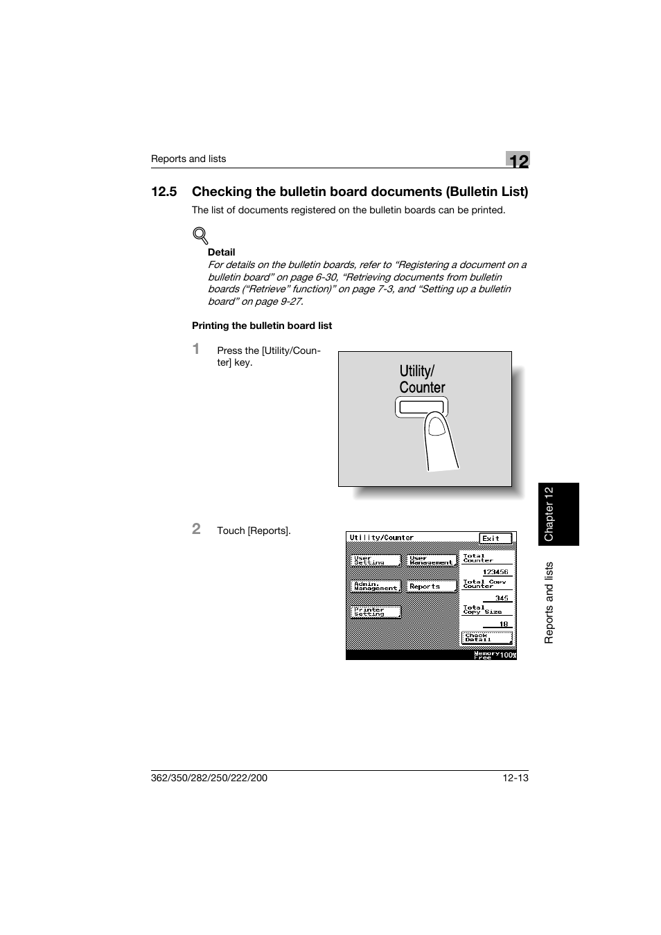Printing the bulletin board list, Printing the bulletin board list -13, Utility/ counter | Konica Minolta bizhub 222 User Manual | Page 346 / 366