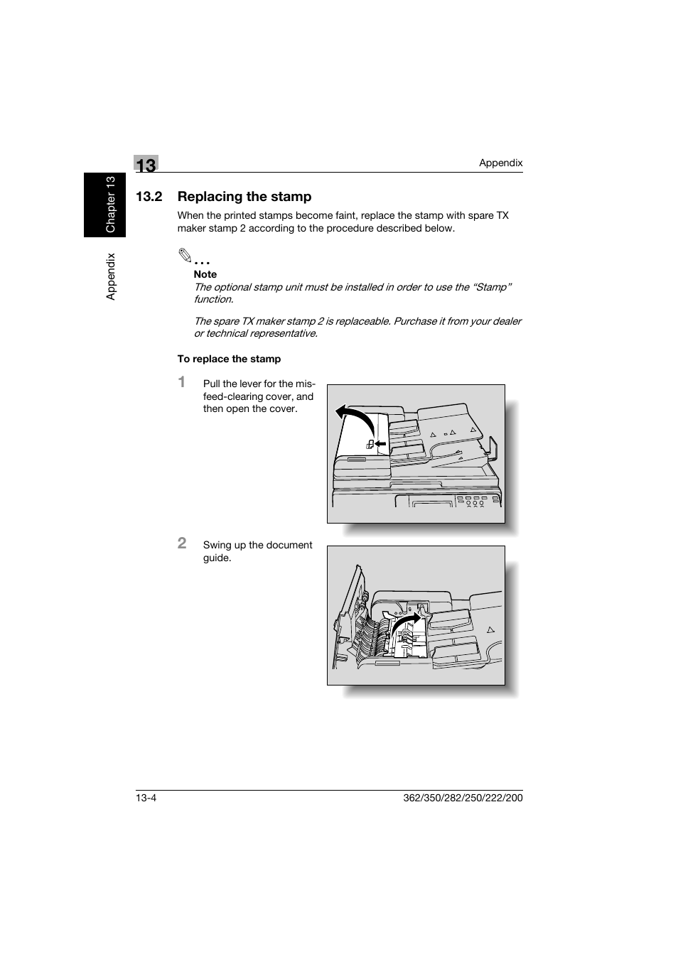 2 replacing the stamp, To replace the stamp, Replacing the stamp -4 | To replace the stamp -4 | Konica Minolta bizhub 222 User Manual | Page 355 / 366
