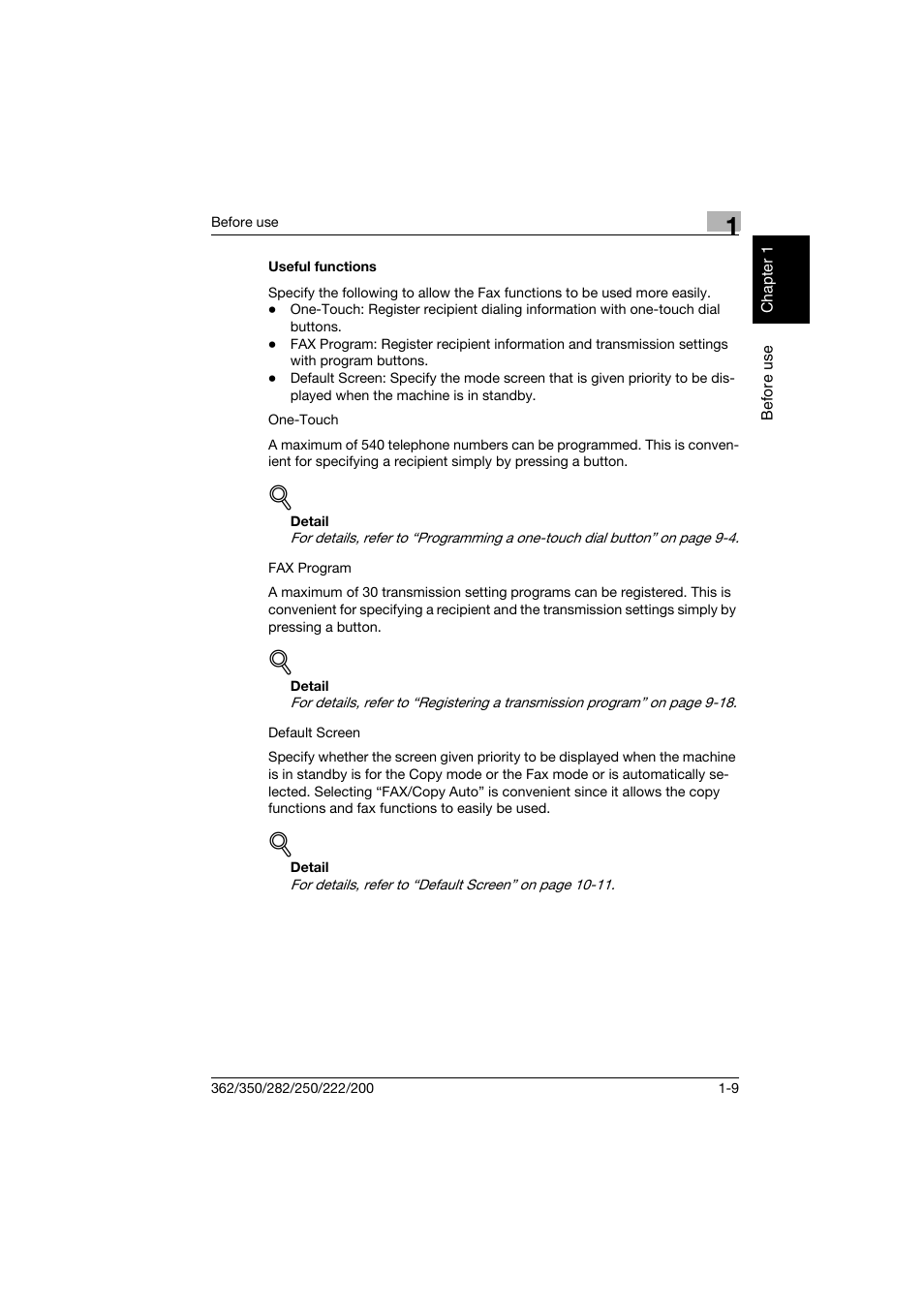 Useful functions, Useful functions -9 | Konica Minolta bizhub 222 User Manual | Page 38 / 366