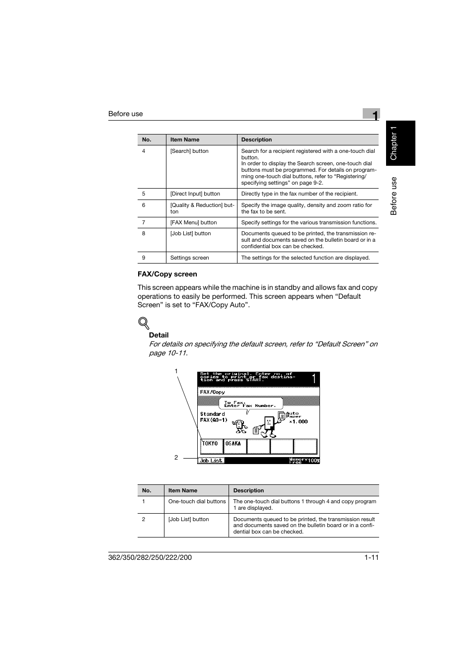 Fax/copy screen, Fax/copy screen -11 | Konica Minolta bizhub 222 User Manual | Page 40 / 366