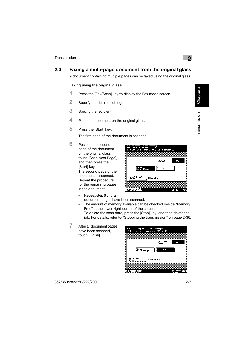 Faxing using the original glass, Faxing using the original glass -7 | Konica Minolta bizhub 222 User Manual | Page 50 / 366
