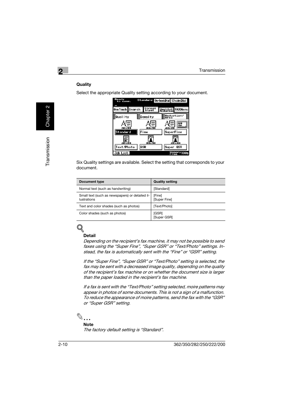 Quality, Quality -10 | Konica Minolta bizhub 222 User Manual | Page 53 / 366