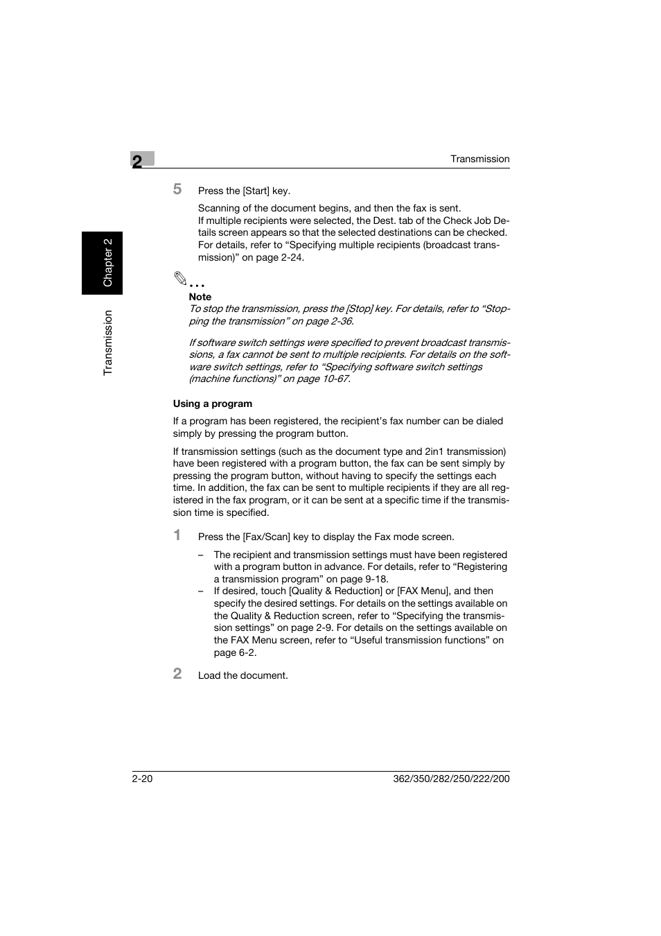 Using a program, Using a program -20 | Konica Minolta bizhub 222 User Manual | Page 63 / 366