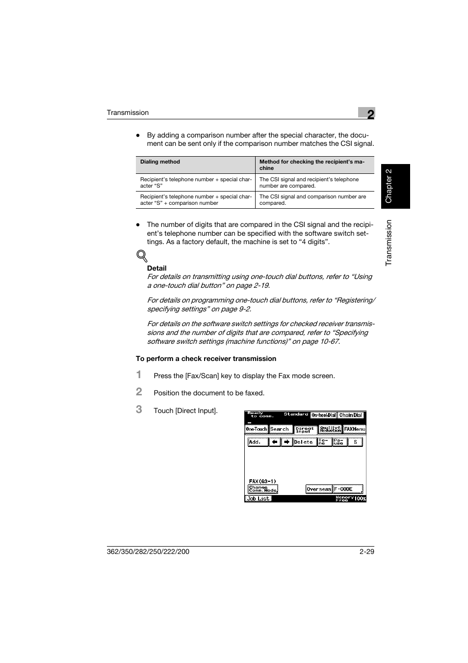 To perform a check receiver transmission, To perform a check receiver transmission -29 | Konica Minolta bizhub 222 User Manual | Page 72 / 366